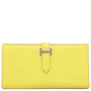 エルメス HERMES ベアンスフレ スフレ シェーブル 長財布 シルバー金具 黄色 二つ折り財布　