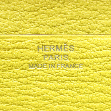 エルメス HERMES ベアンスフレ スフレ シェーブル 長財布 シルバー金具 黄色 二つ折り財布　