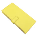 エルメス HERMES ベアンスフレ スフレ シェーブル 長財布 シルバー金具 黄色 二つ折り財布　