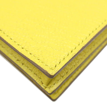 エルメス HERMES ベアンスフレ スフレ シェーブル 長財布 シルバー金具 黄色 二つ折り財布　