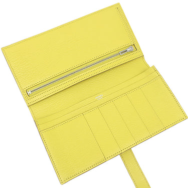 エルメス HERMES ベアンスフレ スフレ シェーブル 長財布 シルバー金具 黄色 二つ折り財布　
