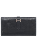 エルメス HERMES ベアンスフレ ブラック リザード 長財布 シルバー金具 黒 二つ折り財布