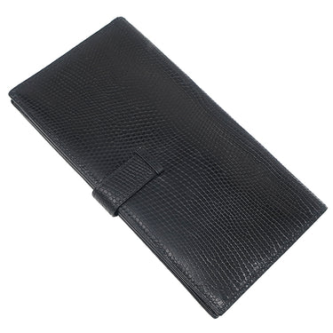 エルメス HERMES ベアンスフレ ブラック リザード 長財布 シルバー金具 黒 二つ折り財布