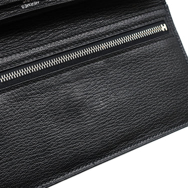 エルメス HERMES ベアンスフレ ブラック リザード 長財布 シルバー金具 黒 二つ折り財布