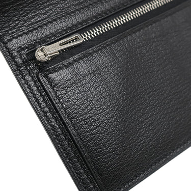 エルメス HERMES ベアンスフレ ブラック リザード 長財布 シルバー金具 黒 二つ折り財布