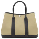 エルメス HERMES ガーデンパーティーTPM トレンチ×ブラック トワルアッシュ レザー ハンドバッグ シルバー金具 黒 トート