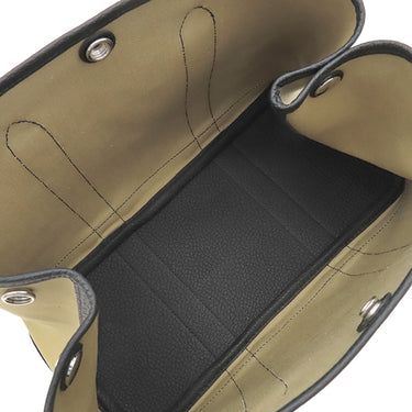 エルメス HERMES ガーデンパーティーTPM トレンチ×ブラック トワルアッシュ レザー ハンドバッグ シルバー金具 黒 トート