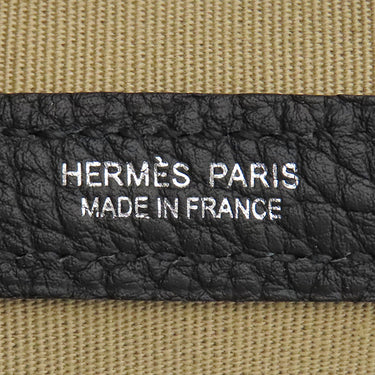 エルメス HERMES ガーデンパーティーTPM トレンチ×ブラック トワルアッシュ レザー ハンドバッグ シルバー金具 黒 トート