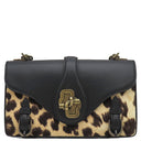 ボッテガヴェネタ BOTTEGA VENETA ハラコ ブラックXブラウン レザー ハラコ ショルダーバッグ ヴィンテージ金具 黒 チェーンショルダー