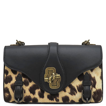 ボッテガヴェネタ BOTTEGA VENETA ハラコ ブラックXブラウン レザー ハラコ ショルダーバッグ ヴィンテージ金具 黒 チェーンショルダー