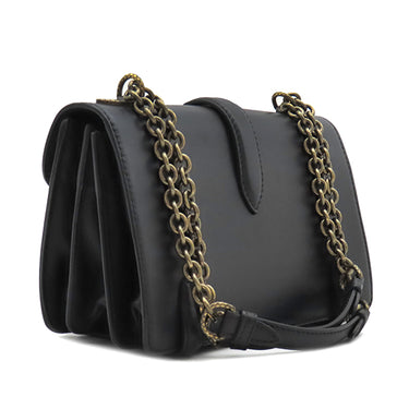 ボッテガヴェネタ BOTTEGA VENETA ハラコ ブラックXブラウン レザー ハラコ ショルダーバッグ ヴィンテージ金具 黒 チェーンショルダー