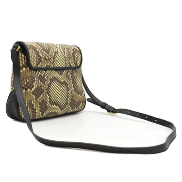 グッチ GUCCI GGマーモント 648934 ベージュ×ブラック パイソン レザー ショルダーバッグ ゴールド金具 黒