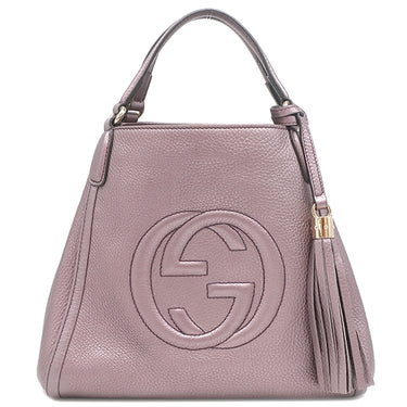 グッチ GUCCI ソーホー インターロッキング G 336751 パープル レザー 2WAYバッグ シャンパンゴールド金具 タッセル フリンジチャーム メタリック