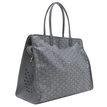 ゴヤール GOYARD アーディ PM グレー レザー ゴヤールディンキャンバス デシーズトリヨンレザー トートバッグ シルバー金具 ヘリンボーン柄
