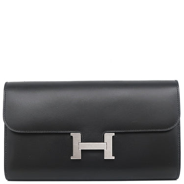 エルメス HERMES コンスタンス トゥーゴー ブラック ボックスカーフ 長財布 シルバー金具 黒 ショルダー