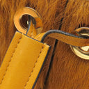 クロエ Chloe ガラ ロングヘアーカーフ アンバーイエロー レザー ハラコ 2WAYバッグ ゴールド金具 巾着 黄色　