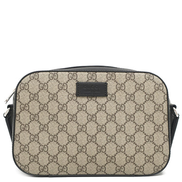 グッチ GUCCI GGスプリーム メッセンジャーバッグ 779880 ベージュxブラック GGスプリームキャンバス レザー ショルダーバッグ シルバー金具