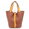 エルメス HERMES ピコタンロックPM タッチ キュイーブル×ジョーヌ トリヨンクレマンス スイフト ハンドバッグ シルバー金具 茶 オレンジ 鍵1本欠品
