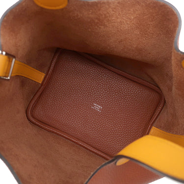 エルメス HERMES ピコタンロックPM タッチ キュイーブル×ジョーヌ トリヨンクレマンス スイフト ハンドバッグ シルバー金具 茶 オレンジ 鍵1本欠品