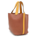 エルメス HERMES ピコタンロックPM タッチ キュイーブル×ジョーヌ トリヨンクレマンス スイフト ハンドバッグ シルバー金具 茶 オレンジ 鍵1本欠品