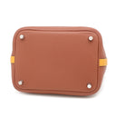 エルメス HERMES ピコタンロックPM タッチ キュイーブル×ジョーヌ トリヨンクレマンス スイフト ハンドバッグ シルバー金具 茶 オレンジ 鍵1本欠品