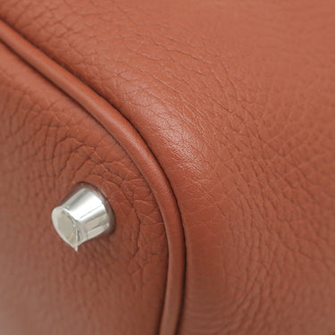 エルメス HERMES ピコタンロックPM タッチ キュイーブル×ジョーヌ トリヨンクレマンス スイフト ハンドバッグ シルバー金具 茶 オレンジ 鍵1本欠品