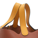 エルメス HERMES ピコタンロックPM タッチ キュイーブル×ジョーヌ トリヨンクレマンス スイフト ハンドバッグ シルバー金具 茶 オレンジ 鍵1本欠品