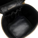 シャネル CHANEL バニティ ブラック レザー キャビアスキン ハンドバッグ ゴールド金具 黒 ココマーク