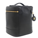 シャネル CHANEL バニティ ブラック レザー キャビアスキン ハンドバッグ ゴールド金具 黒 ココマーク