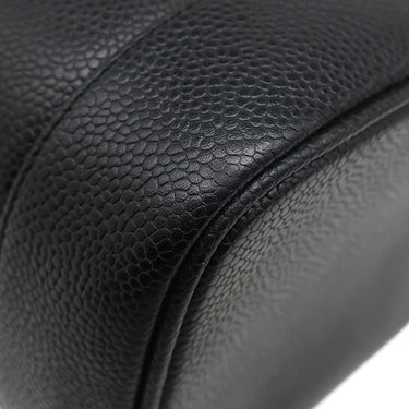 シャネル CHANEL バニティ ブラック レザー キャビアスキン ハンドバッグ ゴールド金具 黒 ココマーク