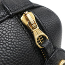 シャネル CHANEL バニティ ブラック レザー キャビアスキン ハンドバッグ ゴールド金具 黒 ココマーク