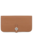 エルメス HERMES ドゴンロング ゴールド トリヨンクレマンス 長財布 シルバー金具 茶