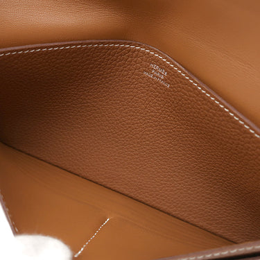 エルメス HERMES ドゴンロング ゴールド トリヨンクレマンス 長財布 シルバー金具 茶
