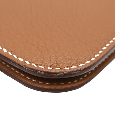 エルメス HERMES ドゴンロング ゴールド トリヨンクレマンス 長財布 シルバー金具 茶