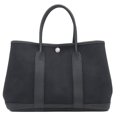 エルメス HERMES ガーデンパーティーTPM ブラック トワルシェブロン ネゴンダ トートバッグ シルバー金具 黒