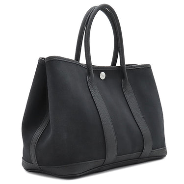 エルメス HERMES ガーデンパーティーTPM ブラック トワルシェブロン ネゴンダ トートバッグ シルバー金具 黒