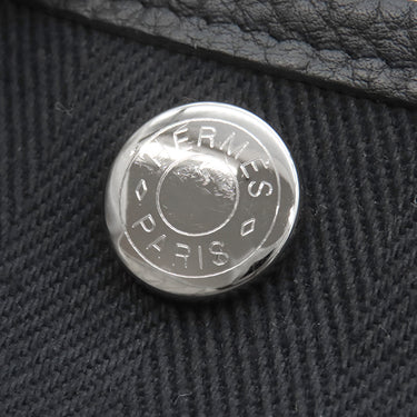 エルメス HERMES ガーデンパーティーTPM ブラック トワルシェブロン ネゴンダ トートバッグ シルバー金具 黒