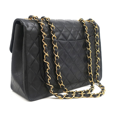 シャネル CHANEL デカマトラッセ A01094 ブラック ラムスキン ショルダーバッグ ゴールド金具 黒 フラップバッグ チェーンショルダー