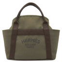 エルメス HERMES サックドパンサージュ グルーム カーキ×オレンジ コットン ポリウレタン ポリアミド 2WAYバッグ シルバー金具 ショルダー トート　