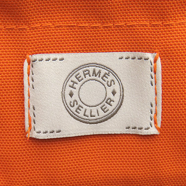 エルメス HERMES サックドパンサージュ グルーム カーキ×オレンジ コットン ポリウレタン ポリアミド 2WAYバッグ シルバー金具 ショルダー トート　