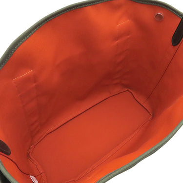 エルメス HERMES サックドパンサージュ グルーム カーキ×オレンジ コットン ポリウレタン ポリアミド 2WAYバッグ シルバー金具 ショルダー トート　