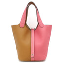 エルメス HERMES ピコタンロック PM カザック セサミ×ローズアザレ トリヨンクレマンス ハンドバッグ シルバー金具 バイカラー 鍵１本欠品