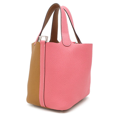 エルメス HERMES ピコタンロック PM カザック セサミ×ローズアザレ トリヨンクレマンス ハンドバッグ シルバー金具 バイカラー 鍵１本欠品