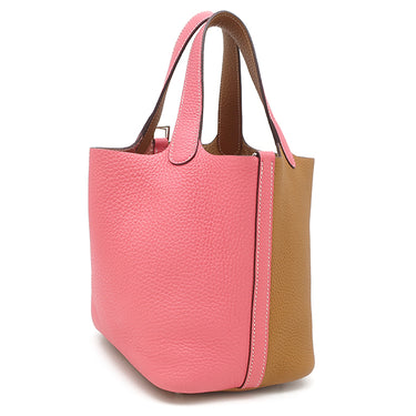 エルメス HERMES ピコタンロック PM カザック セサミ×ローズアザレ トリヨンクレマンス ハンドバッグ シルバー金具 バイカラー 鍵１本欠品