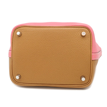 エルメス HERMES ピコタンロック PM カザック セサミ×ローズアザレ トリヨンクレマンス ハンドバッグ シルバー金具 バイカラー 鍵１本欠品