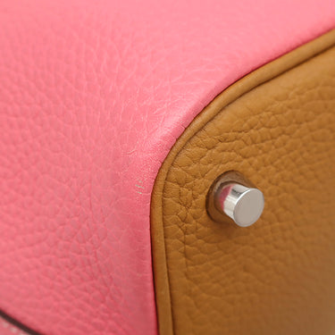 エルメス HERMES ピコタンロック PM カザック セサミ×ローズアザレ トリヨンクレマンス ハンドバッグ シルバー金具 バイカラー 鍵１本欠品