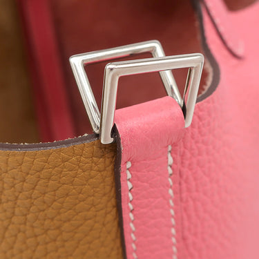 エルメス HERMES ピコタンロック PM カザック セサミ×ローズアザレ トリヨンクレマンス ハンドバッグ シルバー金具 バイカラー 鍵１本欠品