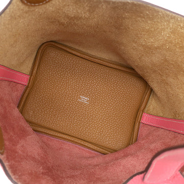 エルメス HERMES ピコタンロック PM カザック セサミ×ローズアザレ トリヨンクレマンス ハンドバッグ シルバー金具 バイカラー 鍵１本欠品