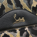クリスチャンルブタン Christian Louboutin レオパード柄 バックパック ブラック×マルチカラー キャンバス レザー リュック・デイパック ゴールド金具 黒 シルバー ゴールド スタッズ