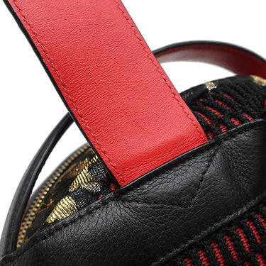 クリスチャンルブタン Christian Louboutin レオパード柄 バックパック ブラック×マルチカラー キャンバス レザー リュック・デイパック ゴールド金具 黒 シルバー ゴールド スタッズ